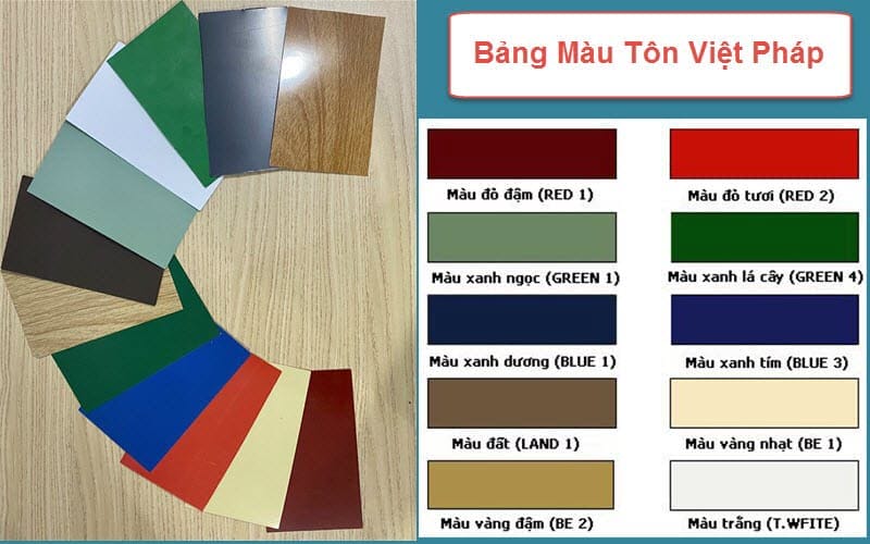 Bảng màu tôn Việt Pháp