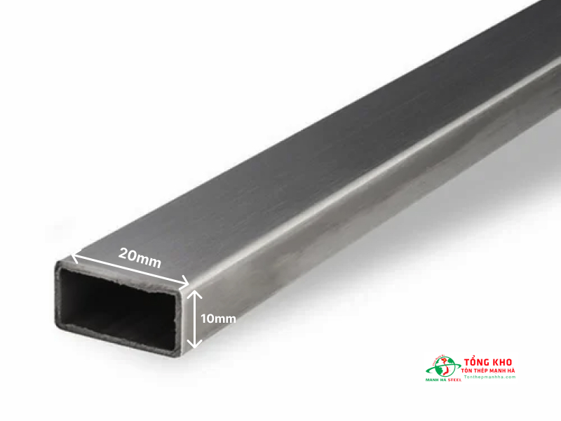 Sắt hộp 10x20 có mặt cắt hình chữ nhật, dài 20mm, rộng 10mm