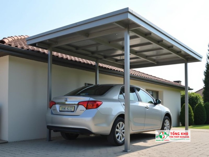 Thép hộp 90x90 làm cột chống chịu lực cho nhà để xe ô tô gia đình