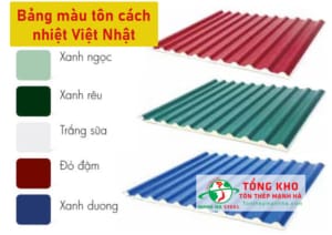 Bảng màu tôn cách nhiệt Việt Nhật