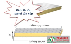 Kích thước tấm panel tôn xốp