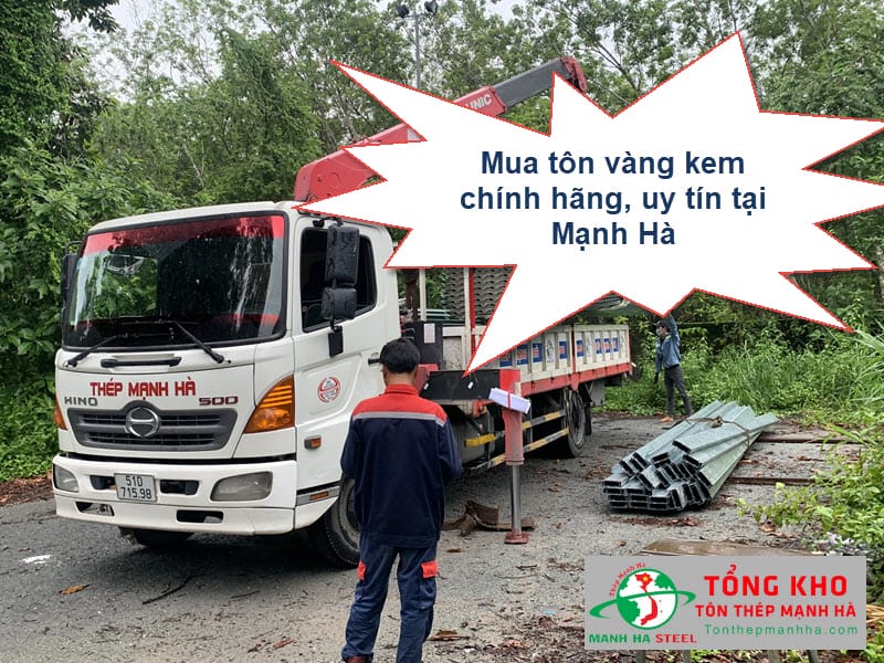 Mua tôn màu vàng chính hãng, CK 3 - 7% tại Mạnh Hà