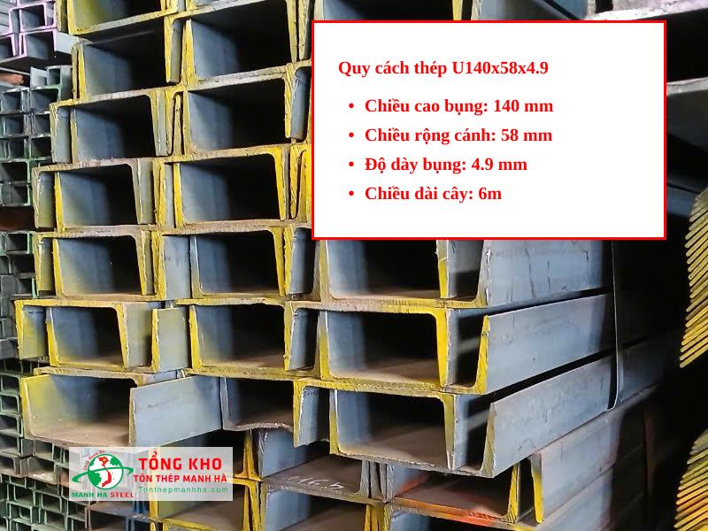 Quy cách thép U140x58x4.9