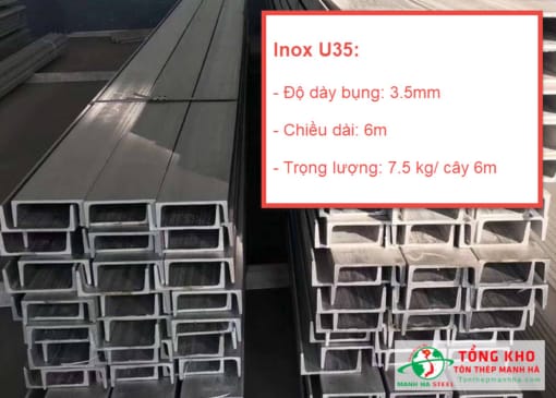 Thông số kỹ thuật thanh inox U dày 3,5mm