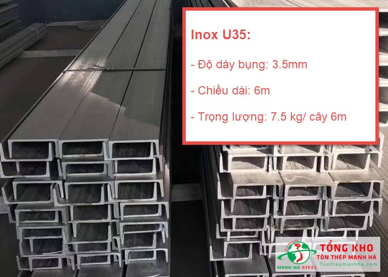 Thông số kỹ thuật thanh inox U dày 3,5mm