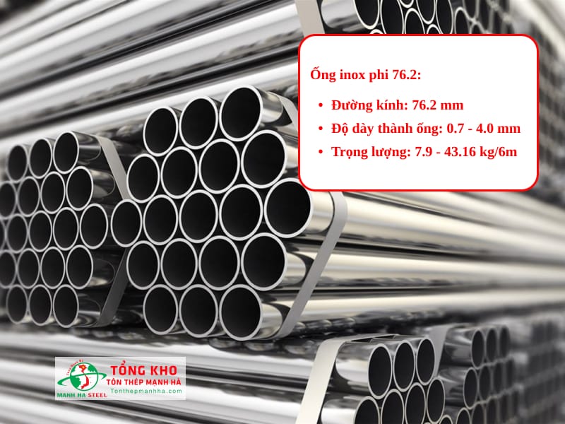 Thông số kỹ thuật ống inox phi 76.2