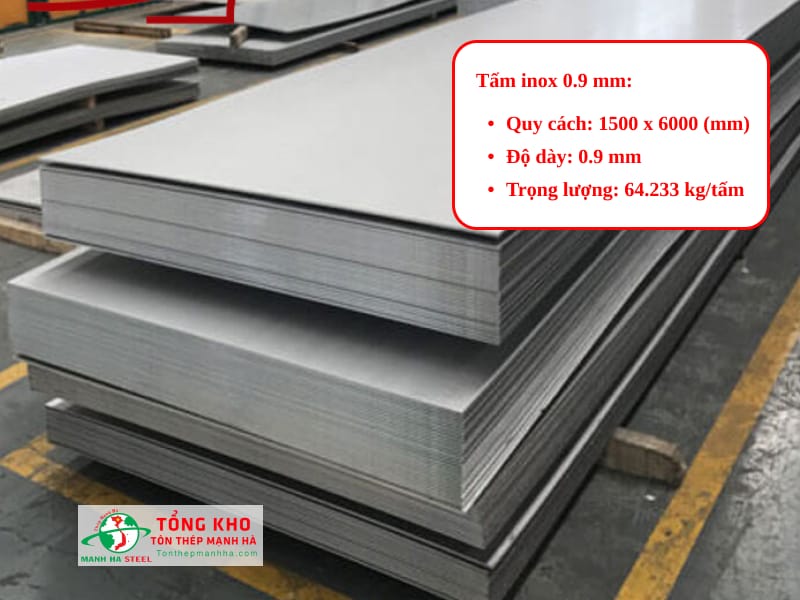 Thông số kỹ thuật tấm inox 0.9 mm