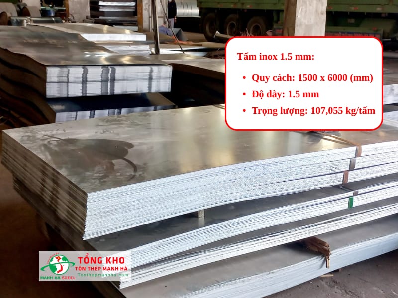 Thông số kỹ thuật tấm inox 1.5 mm