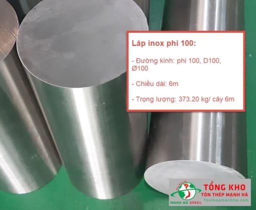 Thông số kỹ thuật láp inox tròn trơn phi 100