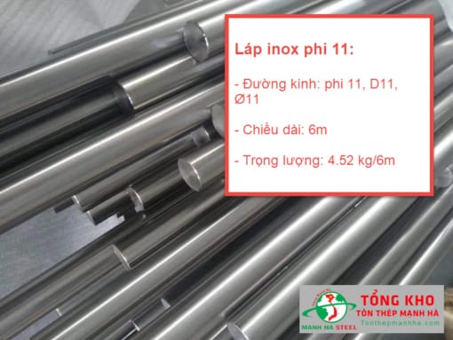 Thông số kỹ thuật láp inox tròn trơn phi 11