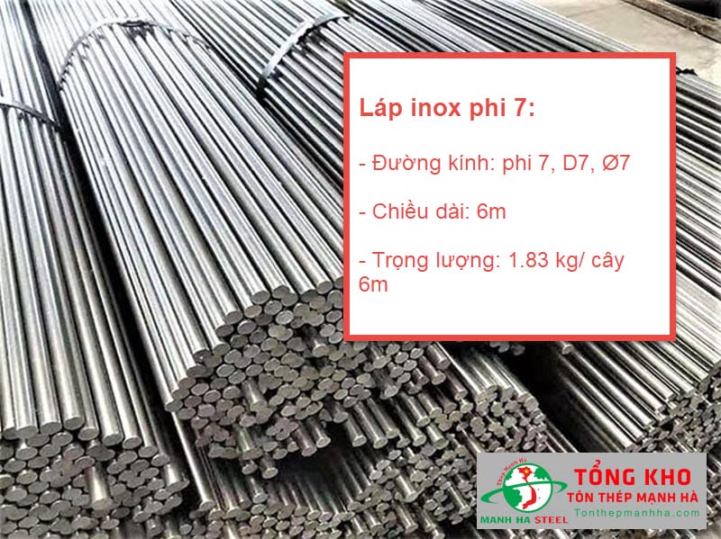 Thông số kỹ thuật láp inox tròn trơn phi 7