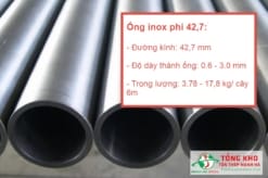 Thông số kỹ thuật Ống inox phi 42,7