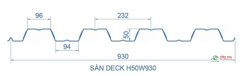 Quy cách tôn sàn deck H50W930